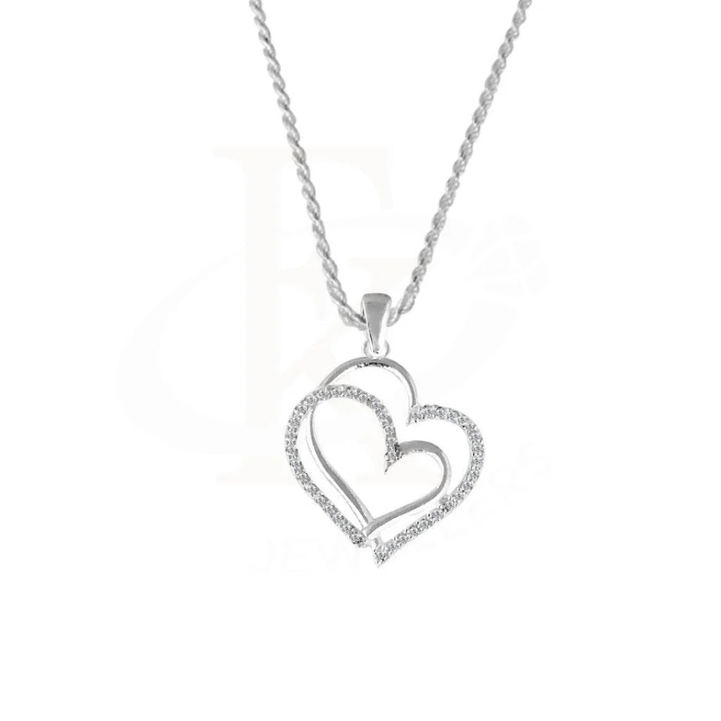 ladies necklaces designs-Sterling Silver 925 Necklace (Chain with Twin Heart Pendant) - FKJNKL1773