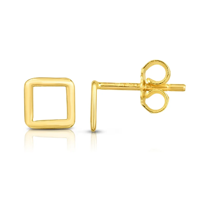 Ladies earrings sky glow -14K Gold Open Square Stud Earring