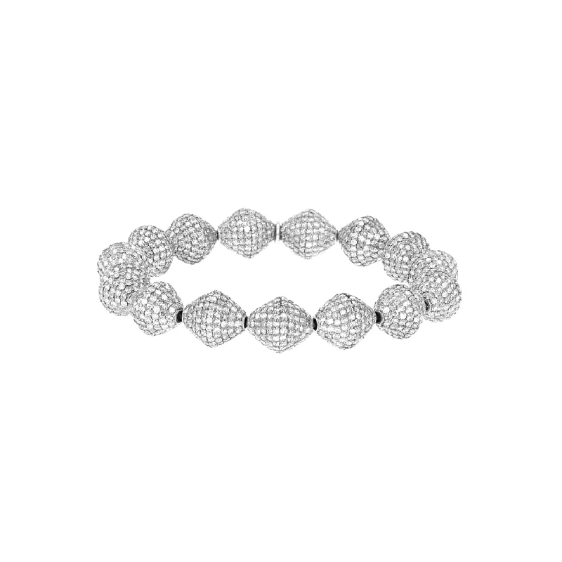 ladies bracelets mid century-Diamond Bicone Stretch Bead Bracelet B0003370