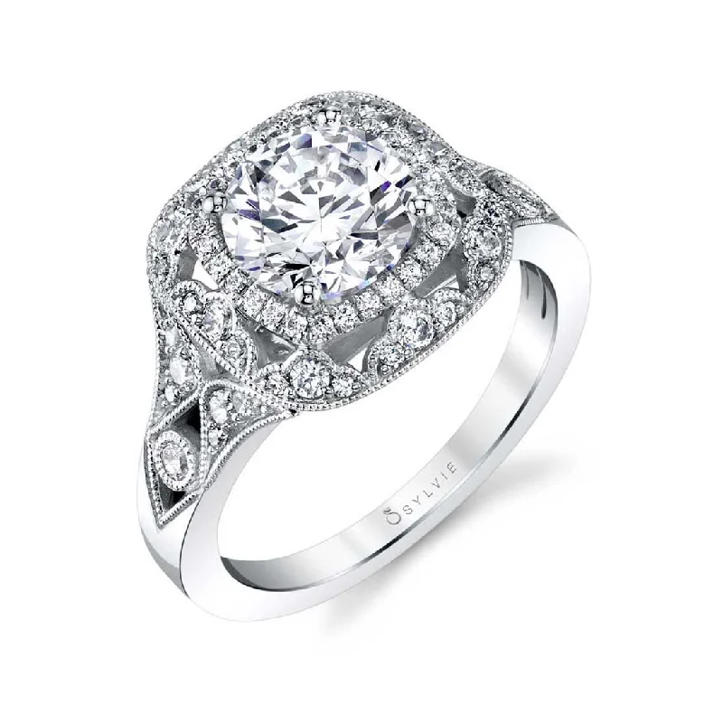 Ladies engagement rings tint glow -Sylvie Vintage Inspired Engagement Ring S1911-RH