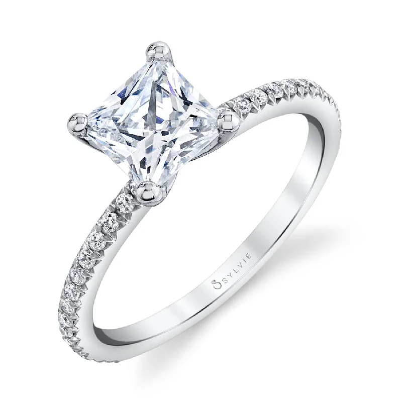 Ladies engagement rings bride charm -Sylvie Princess Cut Engagement Ring S1093 - PR