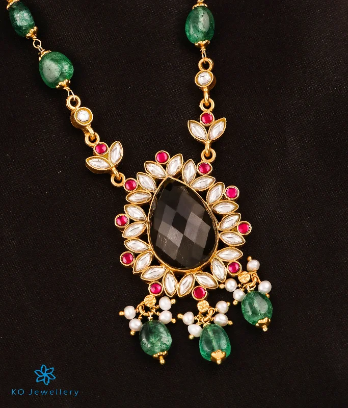 ladies necklaces timeless-The Ragini Silver Kundan-Jadau Mango Necklace