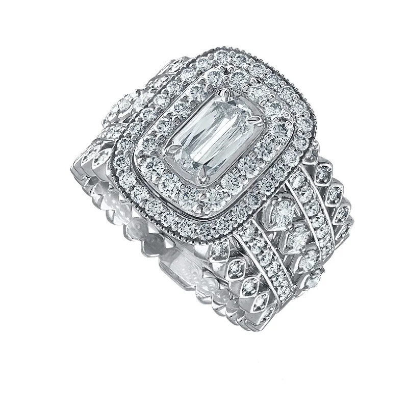 Ladies engagement rings fine charm -L'Amour Crisscut Art Deco Style Engagement Ring