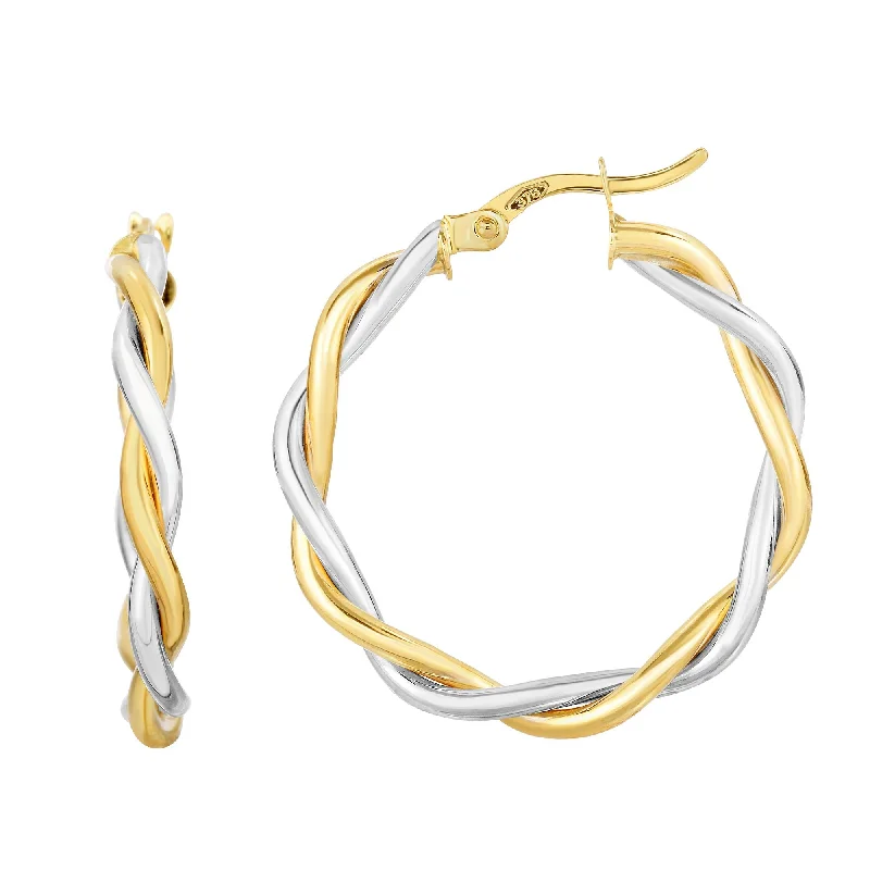 Ladies earrings wood glow -10K Gold Medium Poished Twist Hoop Earring