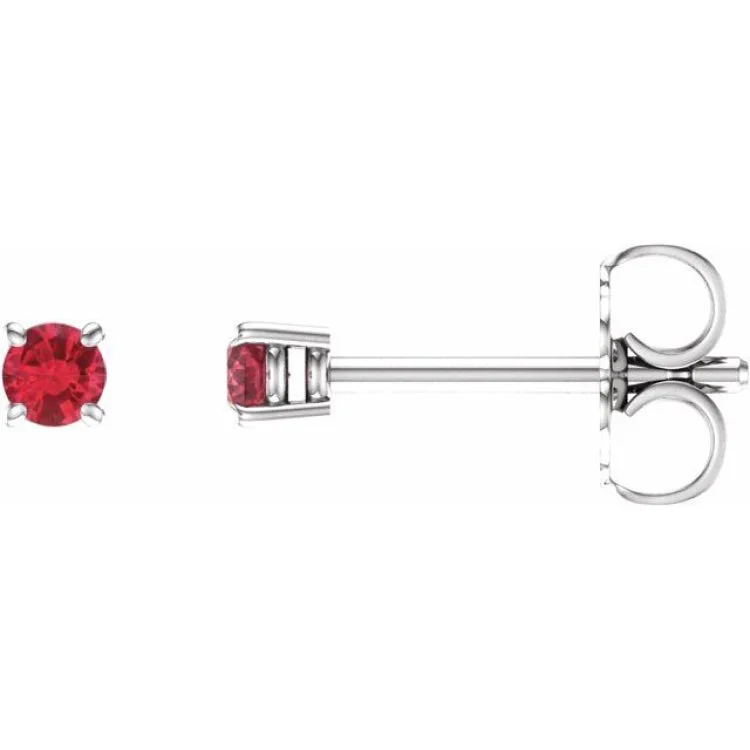 Ladies earrings euro radiance -14K White 2.5 mm Lab-Grown Ruby Stud Earrings