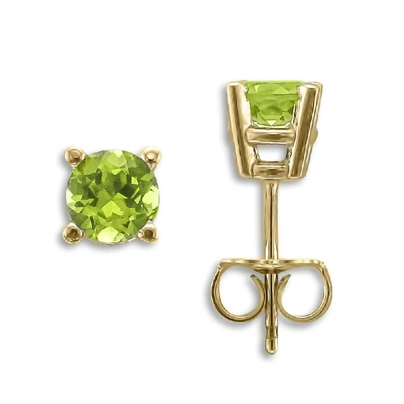 Ladies earrings curl shine -14KT YELLOW GOLD 1.00 CTW ROUND PERIDOT EARRINGS