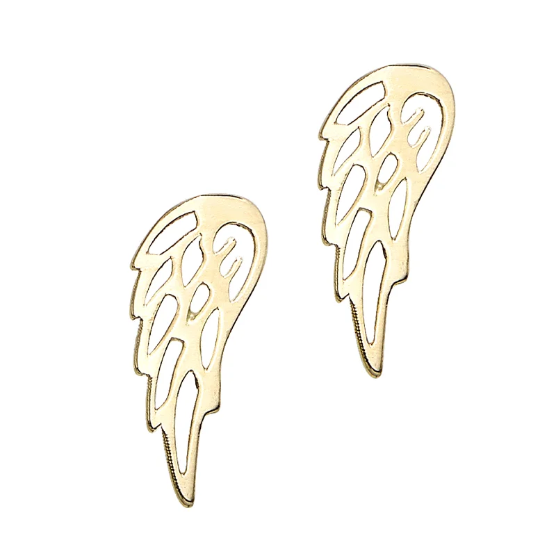 Ladies earrings path shine -14K Gold Angel Wing Stud Earring