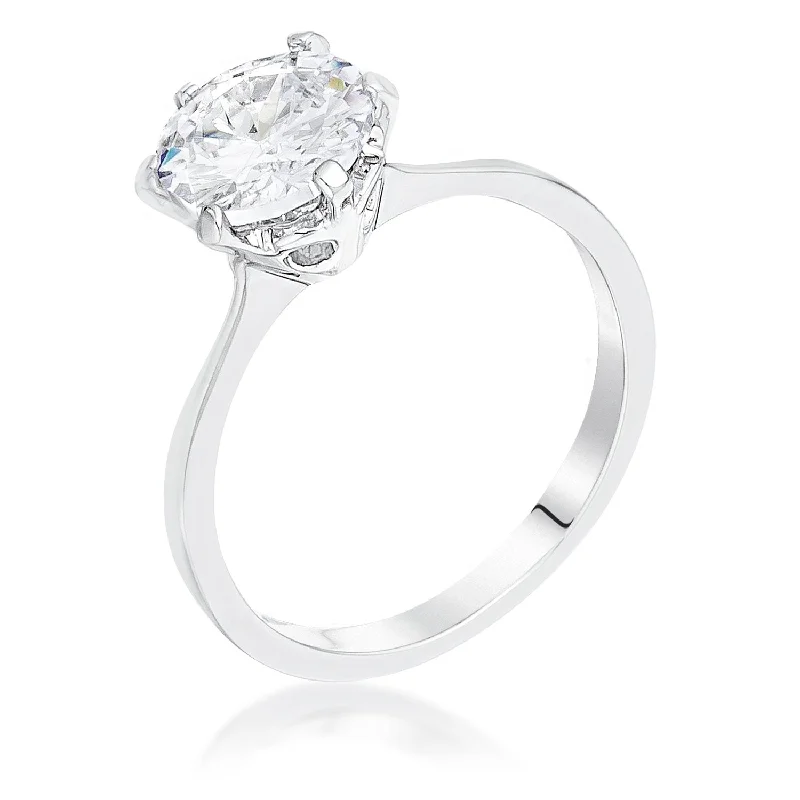 Ladies engagement rings platinum sparkle -Temila Round Solitaire Engagement Ring |  2ct