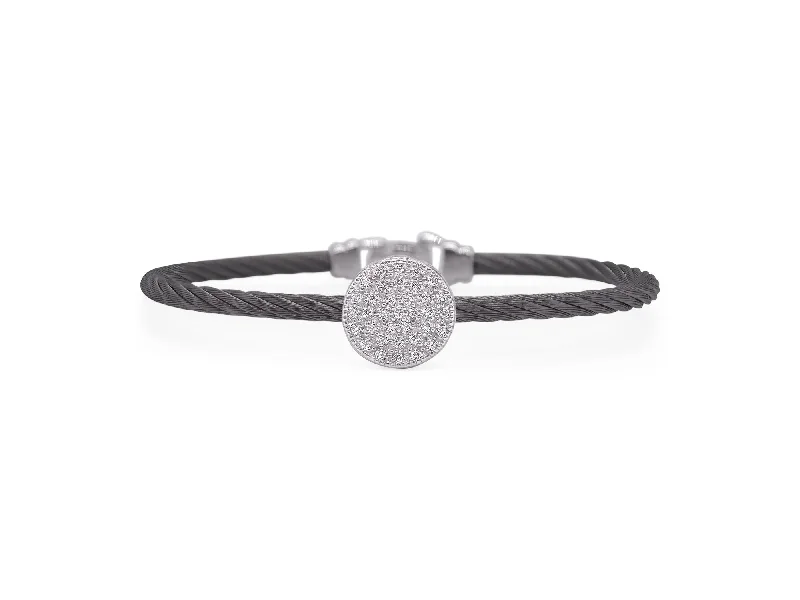 ladies bracelets horoscope-ALOR Black Cable Taking Shapes Disc Bracelet with 18K Gold & Diamonds