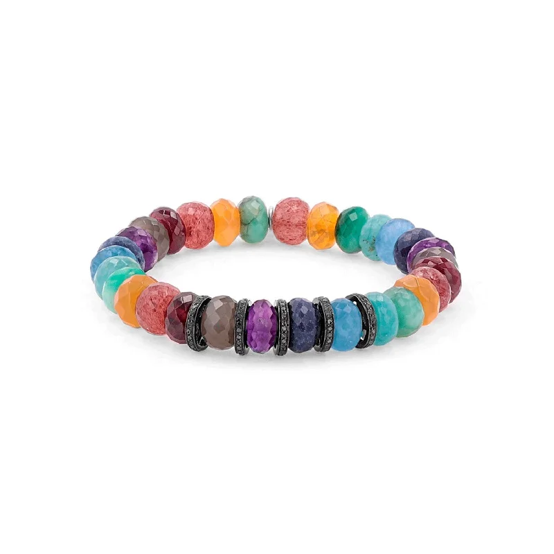 ladies bracelets symbolic-Gemmy Chakra Bracelet with Black Diamond Rondelles  BB000046