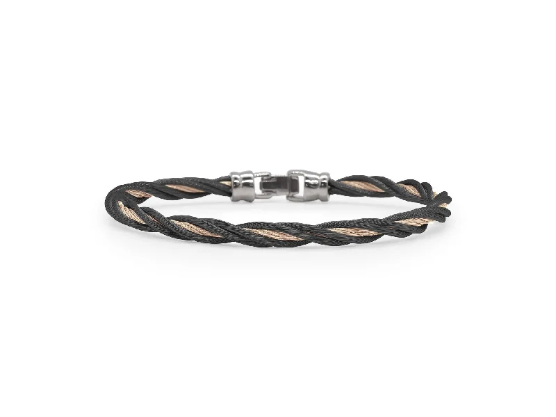 ladies bracelets healing-ALOR Black & Carnation Cable Double Twist Bracelet