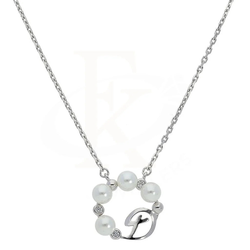 ladies necklaces long lasting-Sterling Silver 925 Pearls with Letter D Necklace - FKJNKL1897