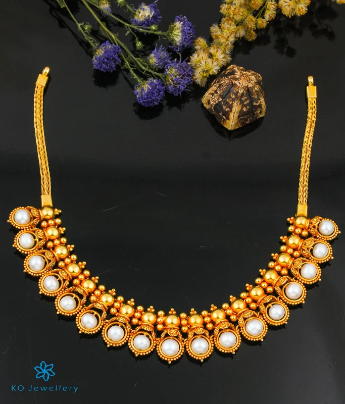 ladies necklaces futuristic-The Mithra Silver Pearl Necklace