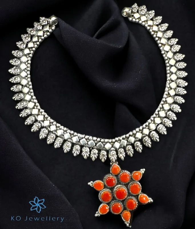 ladies necklaces premium-The Gulshan Silver Gemstone Necklace