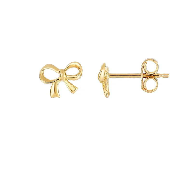 Ladies earrings fate charm -14K Gold Bow Stud Earring