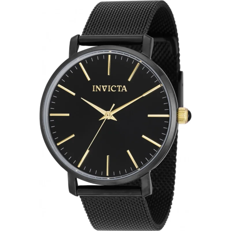 ladies bracelets pre owned-Invicta Women's Watch - Angel Quartz Black Stainless Steel Mesh Bracelet | 39371