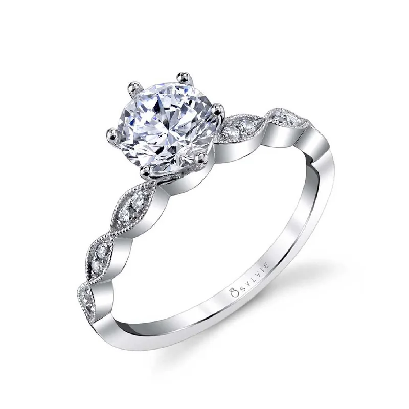 Ladies engagement rings beat shine -Sylvie Round Solitaire Engagement Ring S1509