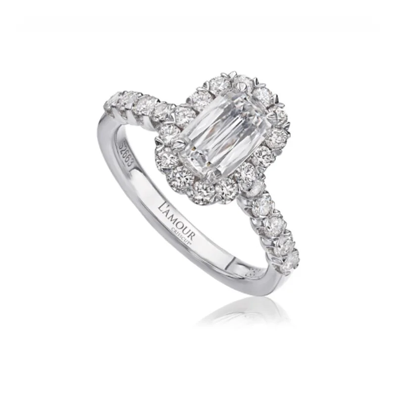 Ladies engagement rings sand glow -L'Amour Crisscut Diamond Halo Engagement Ring