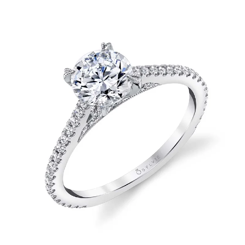 Ladies engagement rings gentle radiance -Sylvie Round Solitaire Engagement Ring SY471