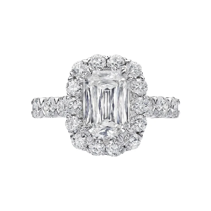 Ladies engagement rings mindful radiance -Crisscut Emerald-cut Diamond Halo Engagement Ring