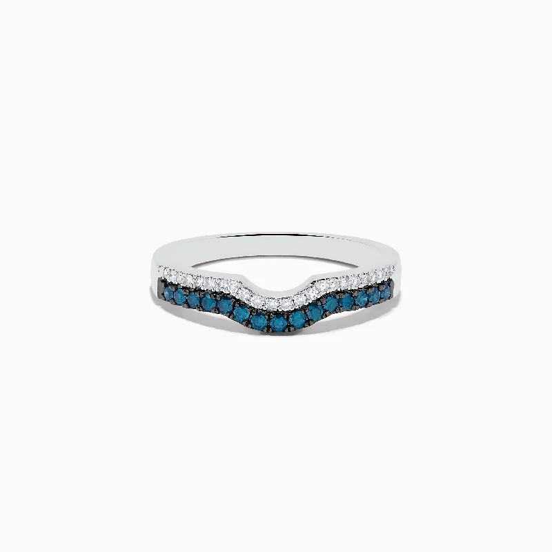 Ladies rings best glow -Bella Bleu 14K White Gold Blue and White Diamond Ring