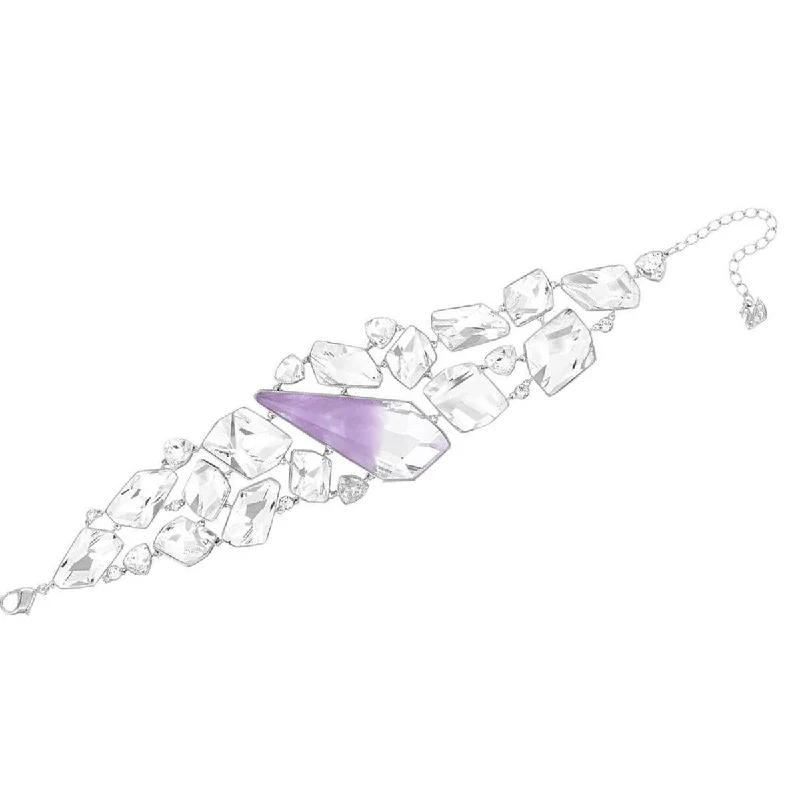 ladies bracelets closed-Swarovski Women's Bracelet - Organic Rhodium Plated with Crystals & Amethyst | 5132997