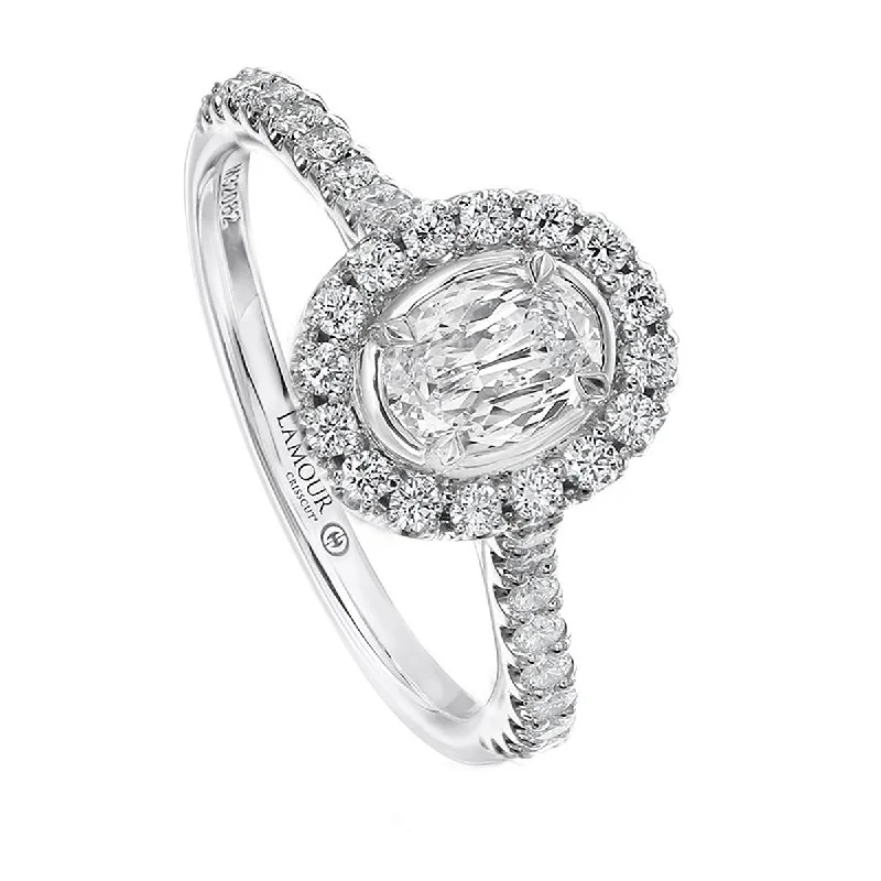 Ladies engagement rings bride charm -L'Amour Crisscut Diamond Halo Engagement Ring