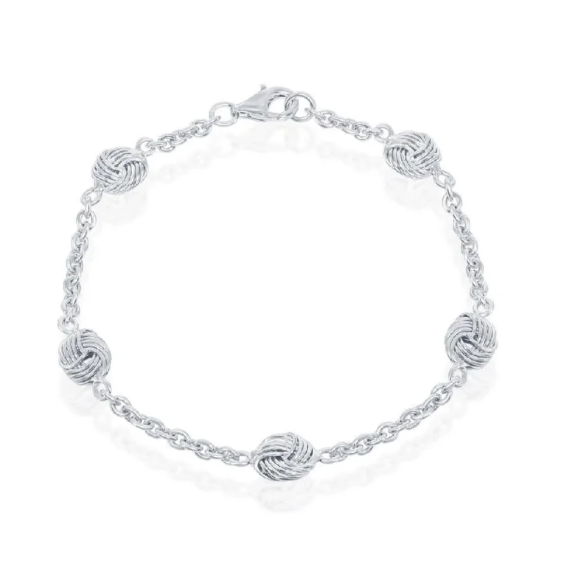 ladies bracelets near me-Sterling Silver Love Knot Linked Bracelet, 7.25"