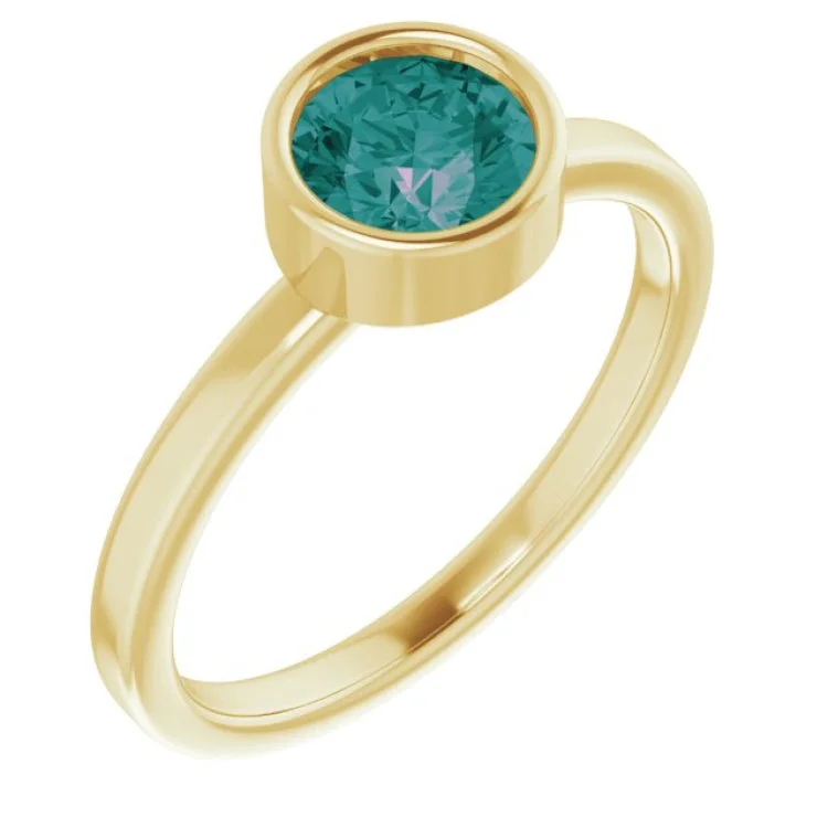 Ladies rings fine charm -14K Yellow 6 mm Lab-Grown Alexandrite Ring