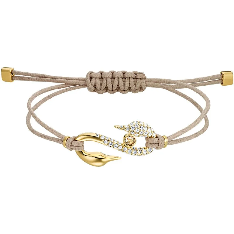 ladies bracelets affordable-Swarovski Women's Bracelet - Power Yellow Gold Tone Plated Beige Rope Hook | 5508527