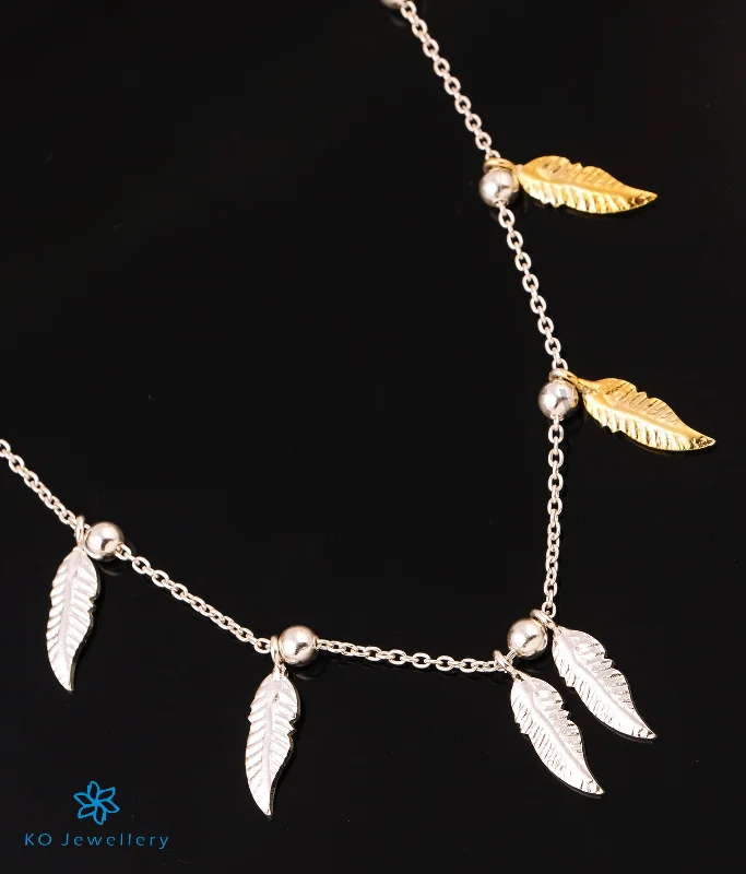 ladies necklaces matching-The Flock of Feathers Silver Necklace (2 tone)