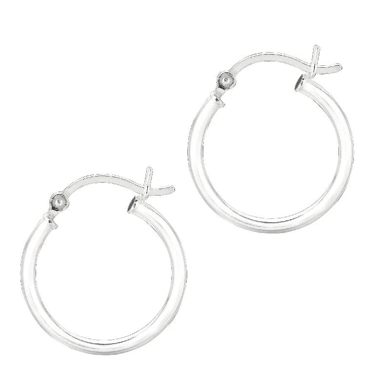 Ladies earrings vibe charm -Silver 2x15mm Hoop Earring