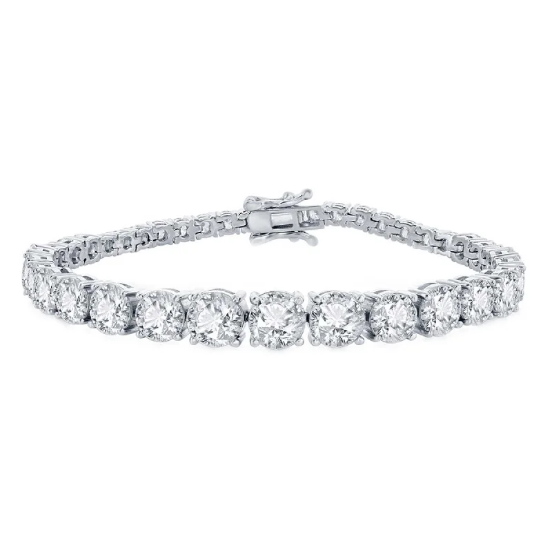 ladies bracelets special occasion-Classic Women's Bracelet - Sterling Silver Graduating Round White CZ Tennis | T-8005