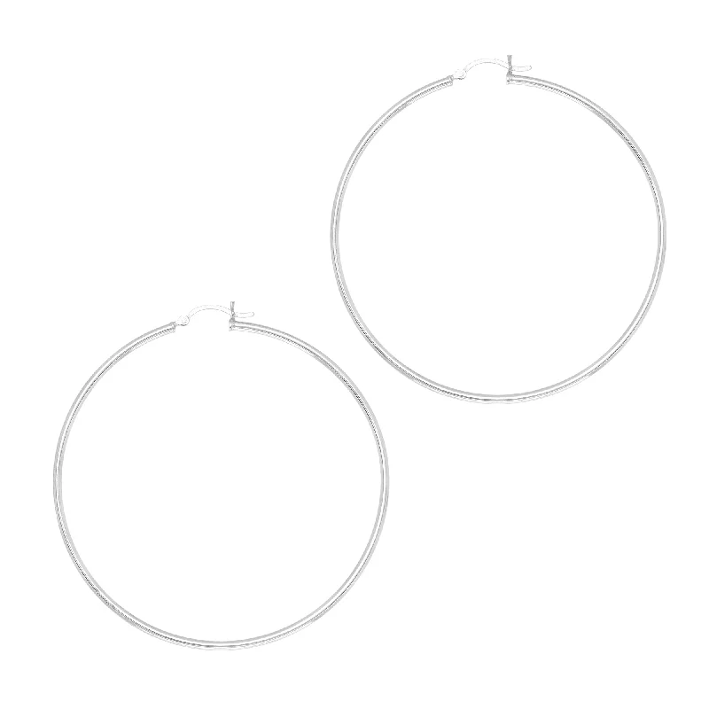 Ladies earrings myth glow -Silver 2x60mm Hoop Earring