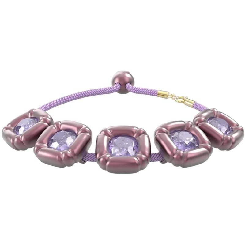 ladies bracelets stretch-Swarovski Women's Bracelet - Dulcis Rose Gold Tone Cushion Cut Purple Stone | 5613731