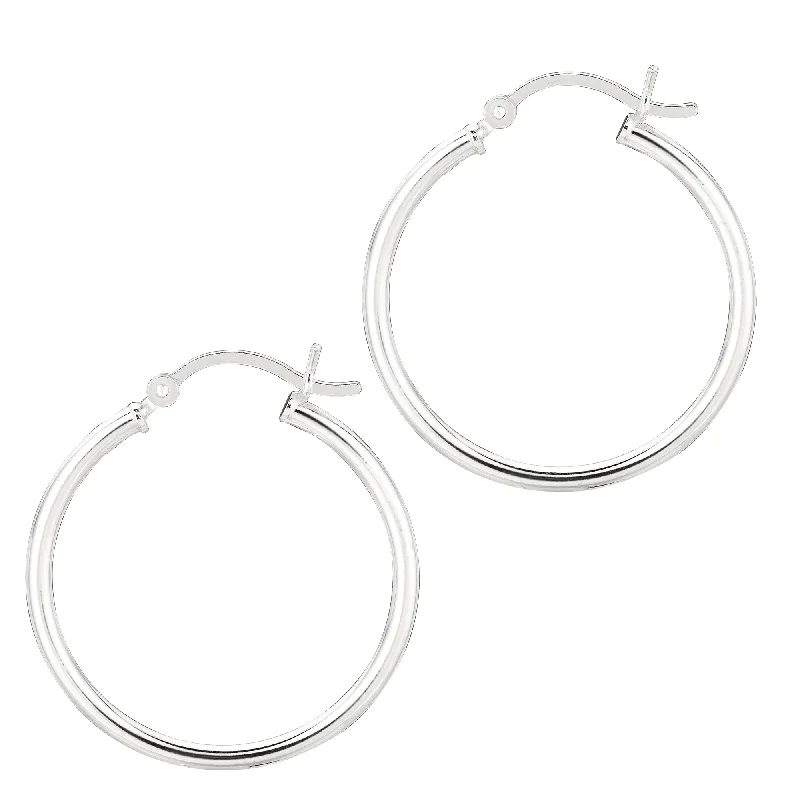 Ladies earrings silk shine -Silver 2x25mm Hoop Earring