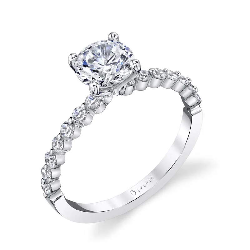 Ladies engagement rings lift glow -Sylvie Round Solitaire Engagement Ring S1P14