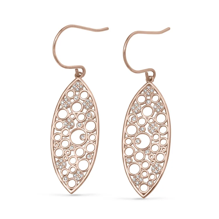 Ladies earrings sib shine -Rose Gold Finish Sterling Silver Micropave Floating Circles Earrings with Simulated Diamonds