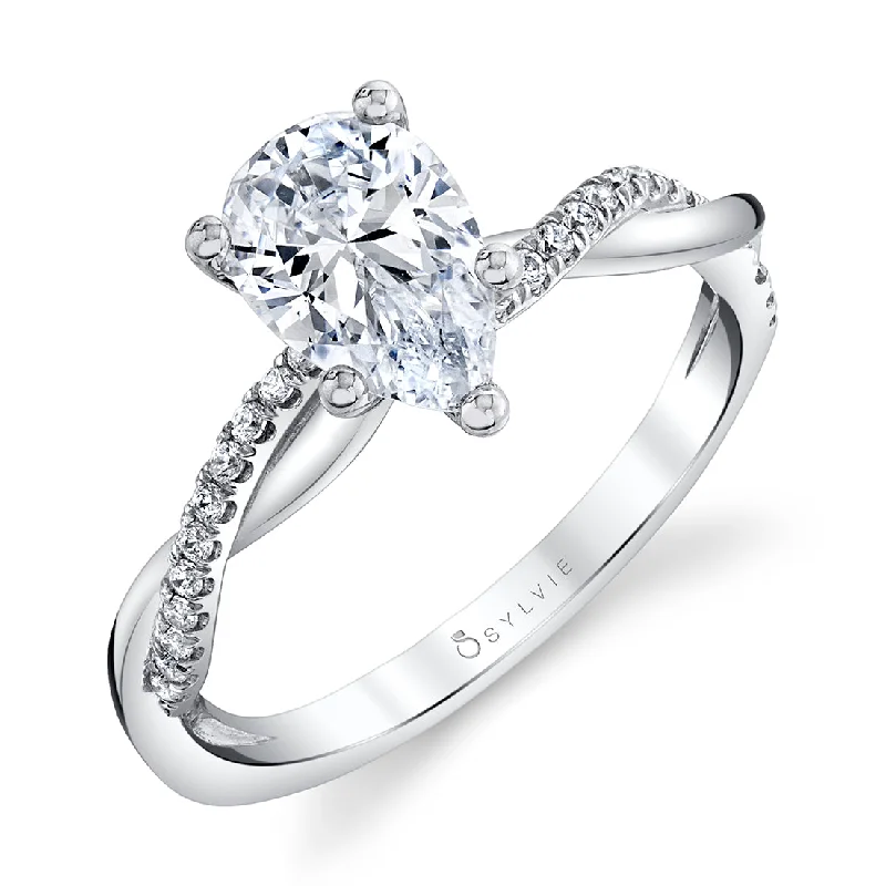 Ladies engagement rings infinite radiance -Sylvie High Polish Pear Shaped Engagement Ring S1524 -PS