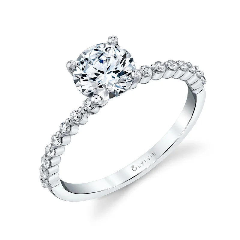 Ladies engagement rings halo stone shine -Sylvie Round Solitaire Engagement Ring S1P16 -.16