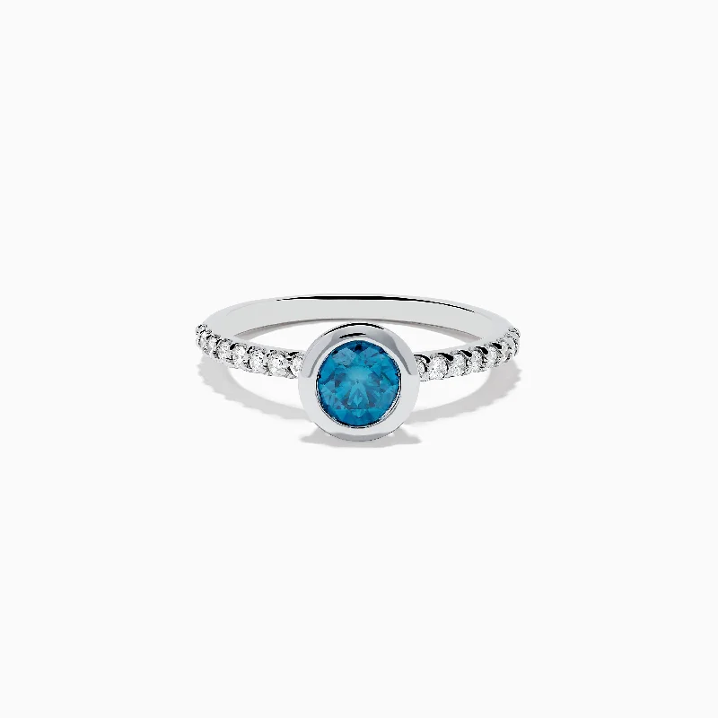 Ladies rings dip charm -Bella Bleu 14K White Gold Blue and White Diamond Ring