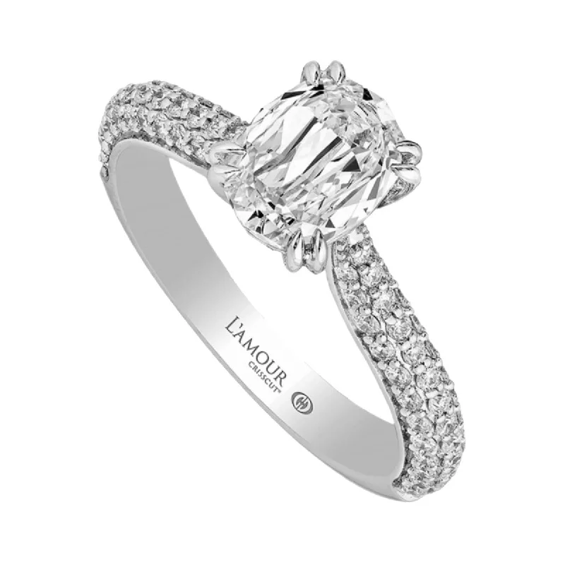 Ladies engagement rings platinum sparkle -L'Amour Crisscut Solitaire Diamond Engagement Ring