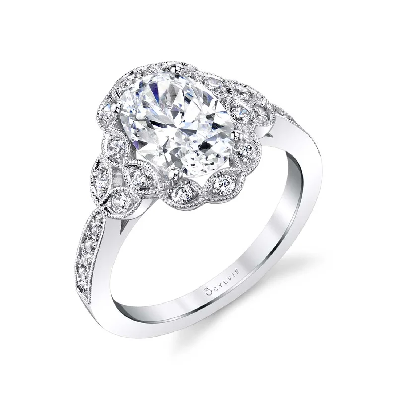 Ladies engagement rings hue radiance -Sylvie Oval Engagement Ring S1876