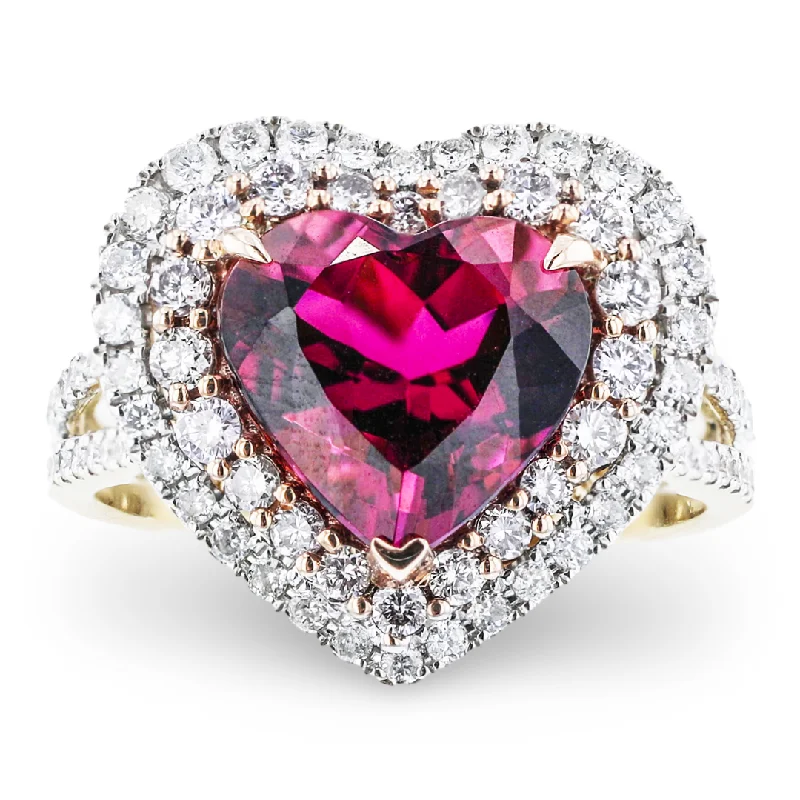 Ladies rings past charm -JULEVE 14KT YELLOW GOLD 3.37CT TOURMALINE & 0.80CTW DIAMOND HALO RING