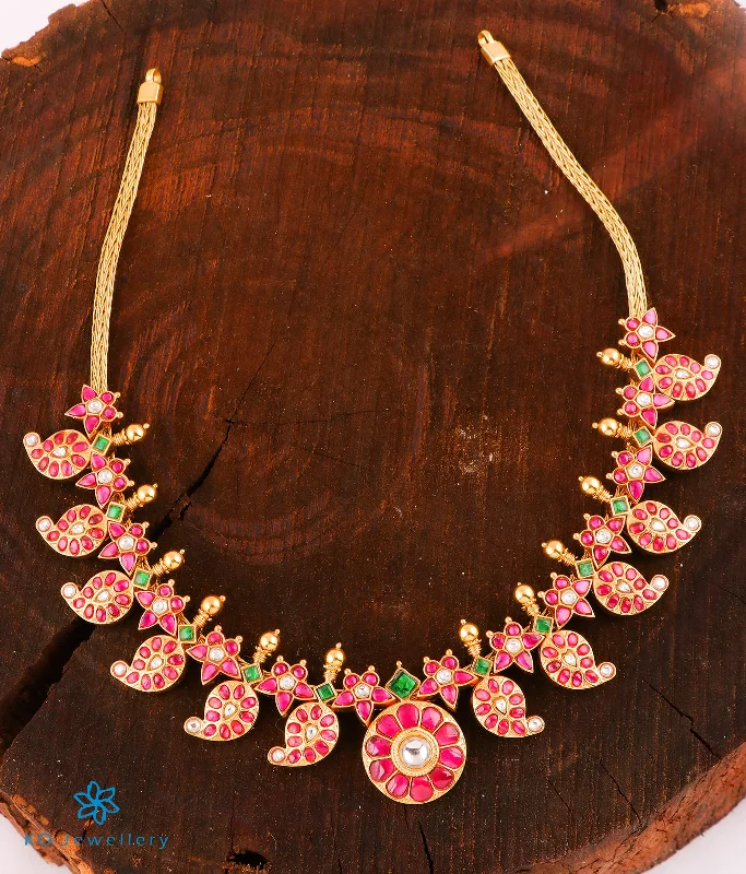 ladies necklaces water resistant-The Rohini Silver Kundan-Jadau Mango Necklace