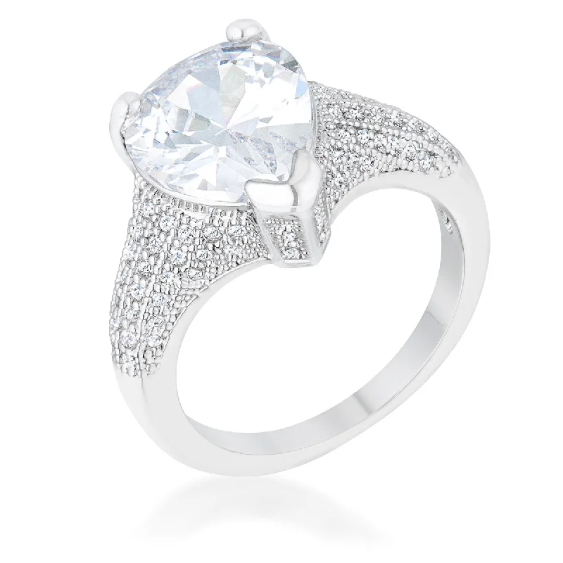 Ladies engagement rings fair charm -Lovina 5.4ct Pear CZ Vintage Solitaire Engagement Ring | 6ct