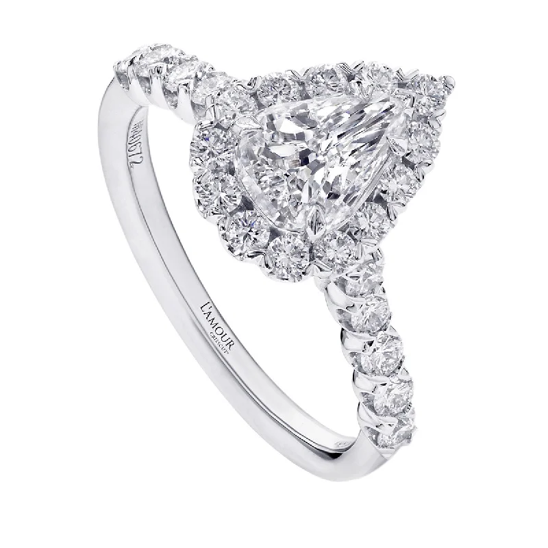 Ladies engagement rings grit shine -L'Amour Crisscut Diamond Halo Engagement Ring