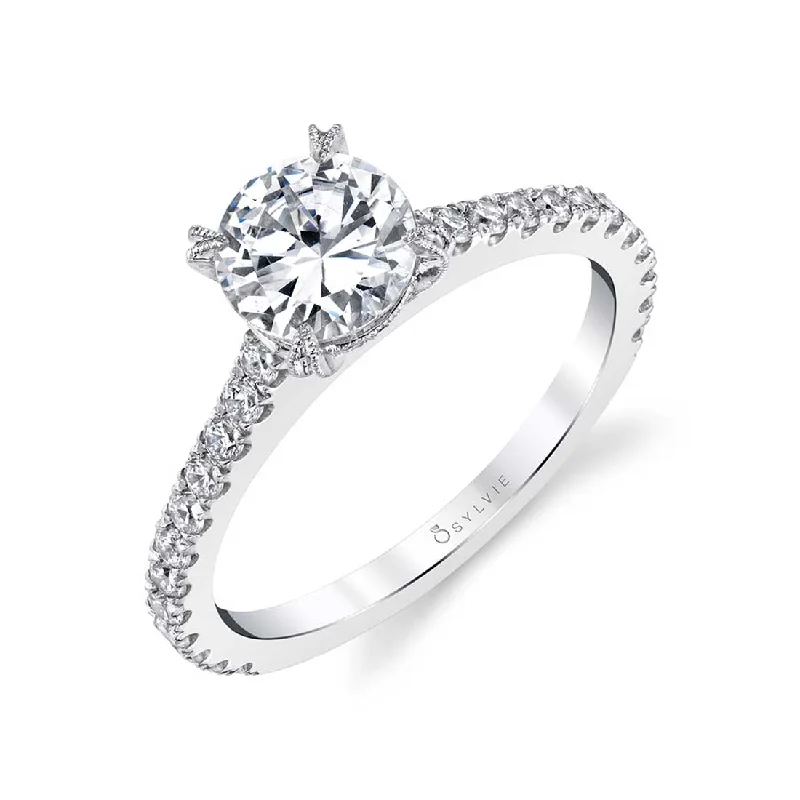 Ladies engagement rings raw charm -Sylvie Round Solitaire Engagement Ring SY097