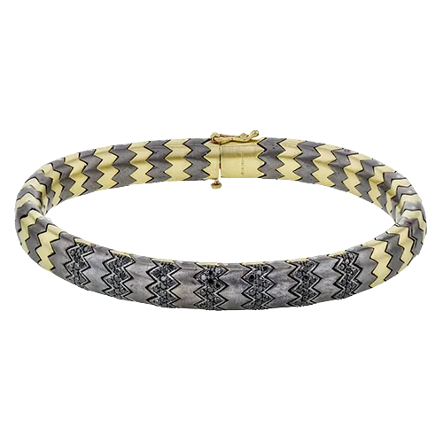 ladies bracelets vintage-Men's Titanium Bracelet In 14k Gold With Black Diamonds BT1001