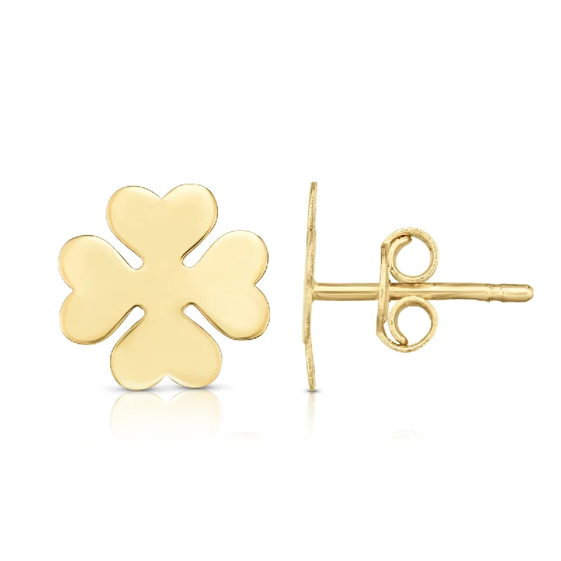 Ladies earrings prism charm -14K Gold Clover Stud Earrings